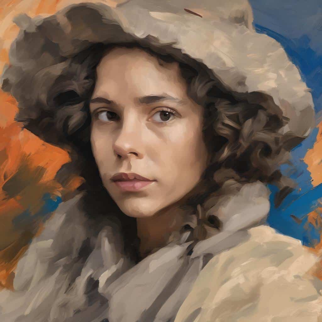 μυστηριώδης γυναικεία πορτρέτο με πολιτική τέχνη, κοινωνικά μηνύματα, ζωγραφική σε καμβά.